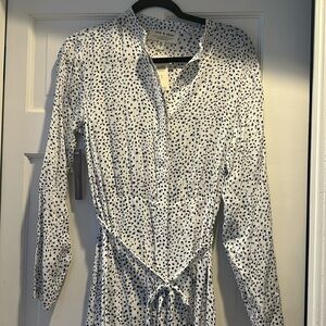 NWT ANTHROPOLOGIE CLOTH & STONE MAXI SHIRTDRESS SIZE S COLOR BLUE MOTIF